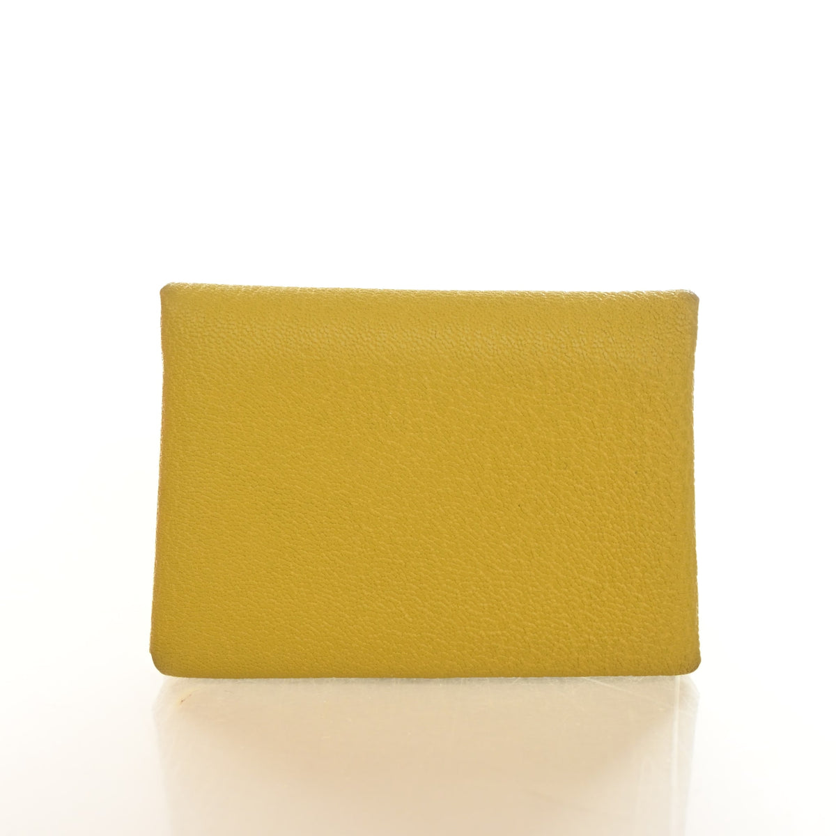 Pre-Owned Hermès Card Holder Jaune De Naples Calvi Duo, front view, authenticated at Luxe Du Jour