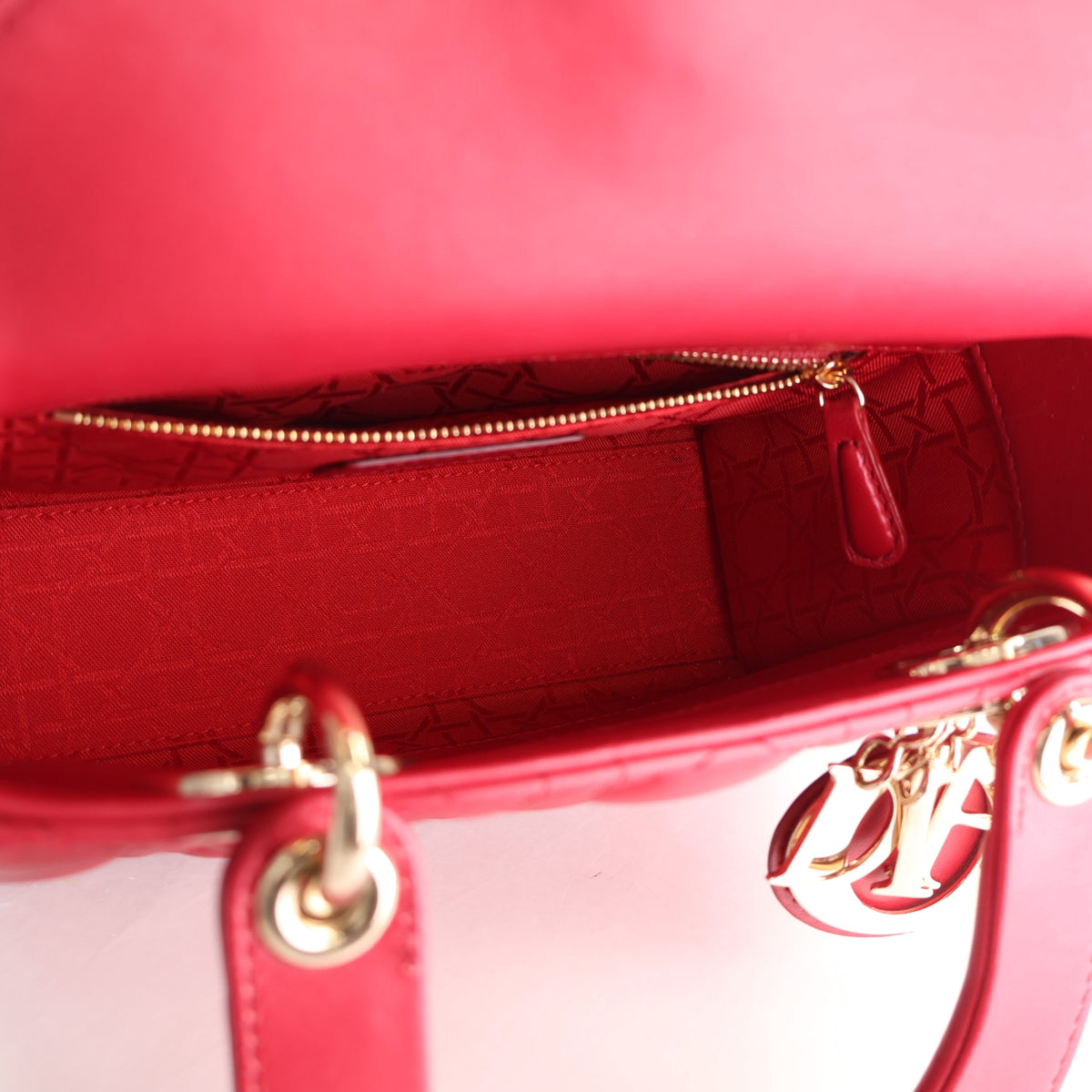 Pre-Owned Christian Dior Lady Dior Small Lambskin My ABC, open interior with lining