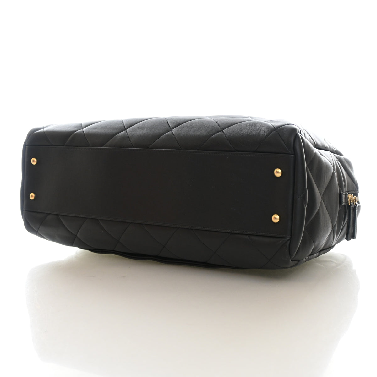 Pre-Owned Chanel Maxi Calfskin Travel Bowling Bag, base and feet view, photo 7 of 14