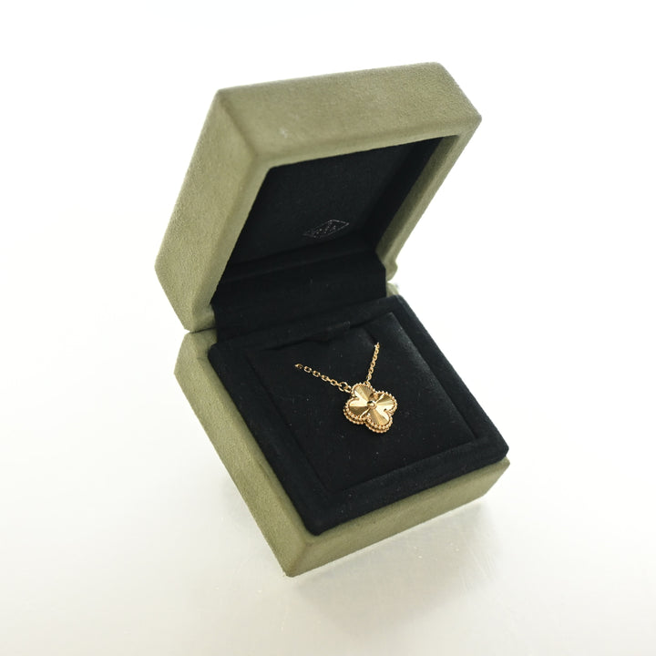 Van Cleef & Arpels 18K Yellow Gold Guilloche Vintage Alhambra Pendant