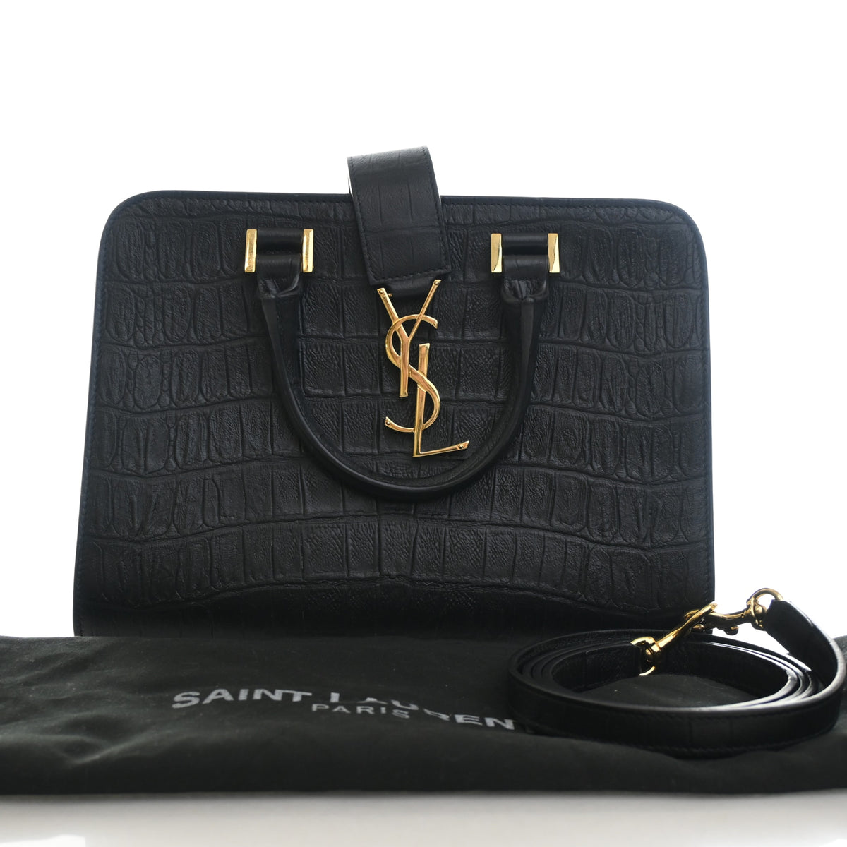 Pre-Owned Saint Laurent Baby Crocodile Leather Embossed Leather Cabas, front view, photo 12 of 12