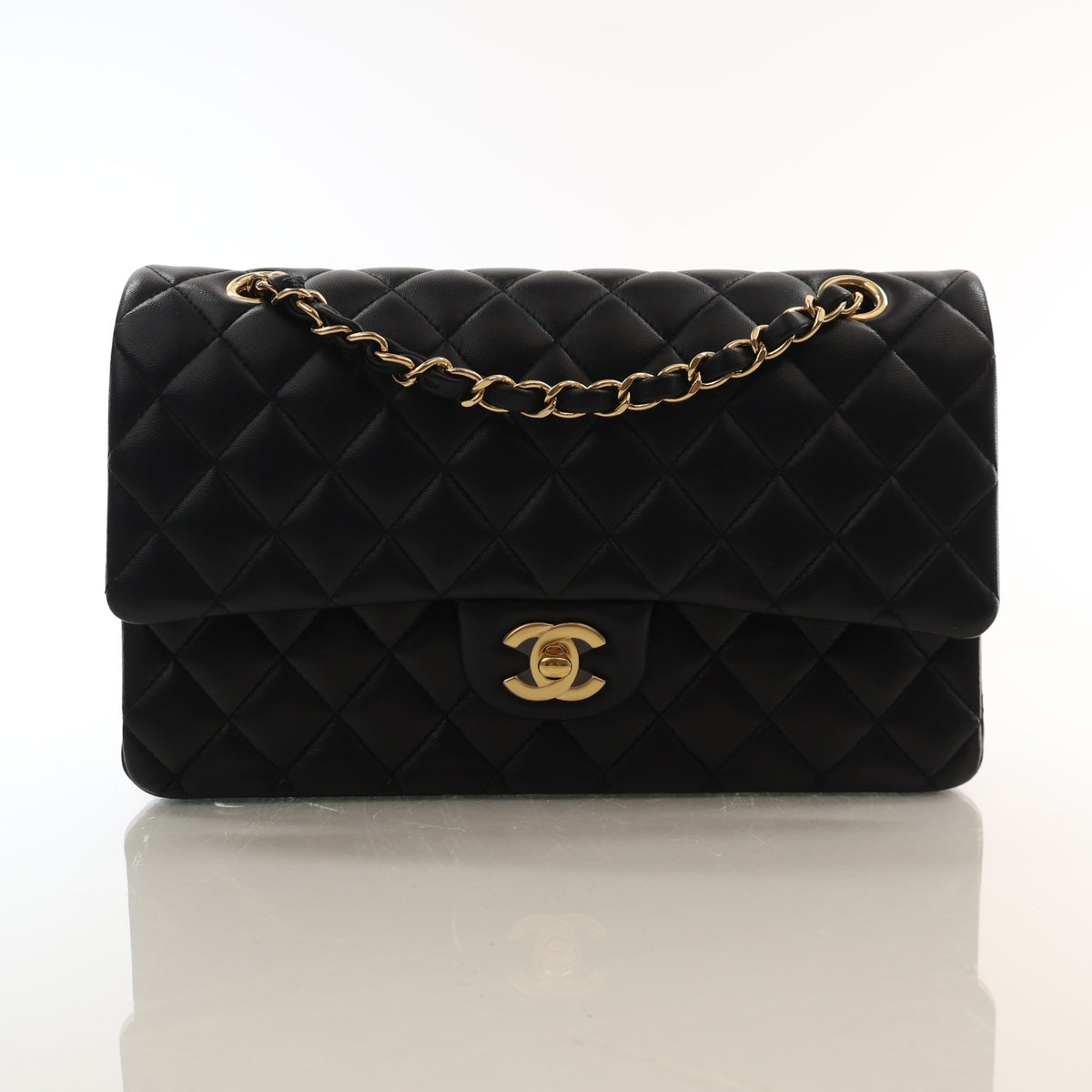 Pre-Owned Chanel Classic Double Flap Medium Lambskin Bag, front view, photo 1 of 16