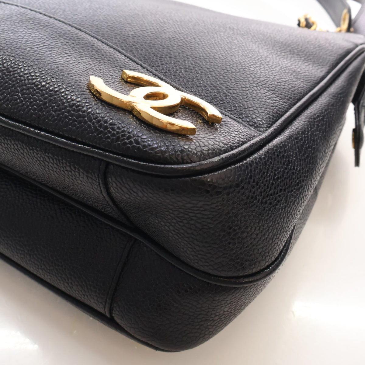 Vintage Chanel Shoulder Bag Medium Caviar Leather Triple CC, gold hardware
