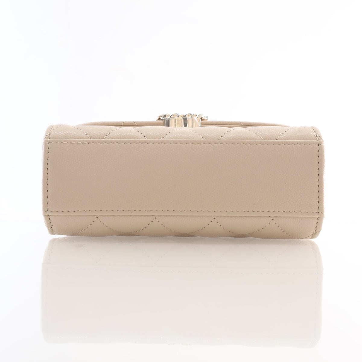 Pre-Owned Chanel Coco Handle Nano Caviar Leather Bag, base and feet view, photo 9 of 14