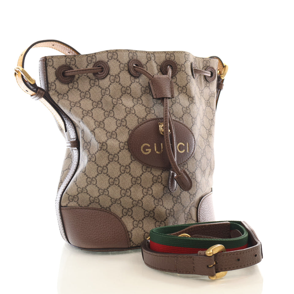 Gucci GG Supreme Monogram Neo Vintage Drawstring Bucket Backpack