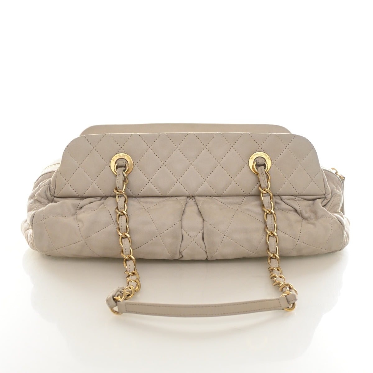 Pre-Owned Chanel Calfskin Chic Quilt Bowling Bag, back view