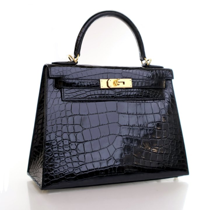 Hermes Noir Alligator Sellier Kelly 28