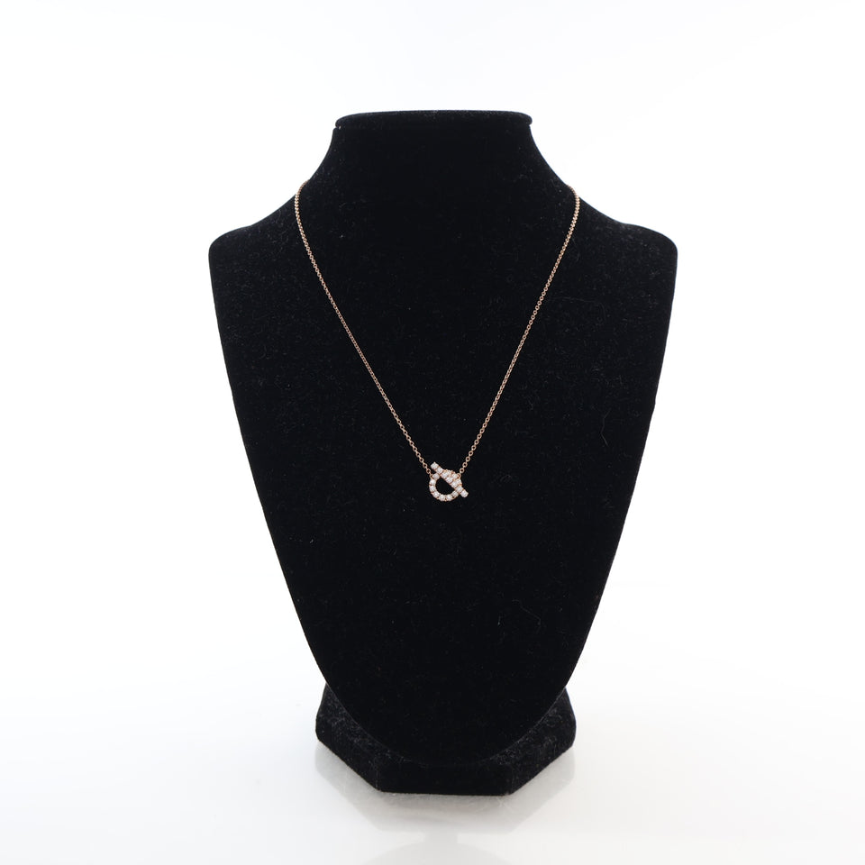 Hermes 18K Rose Gold Diamond Finesse Pendant Necklace