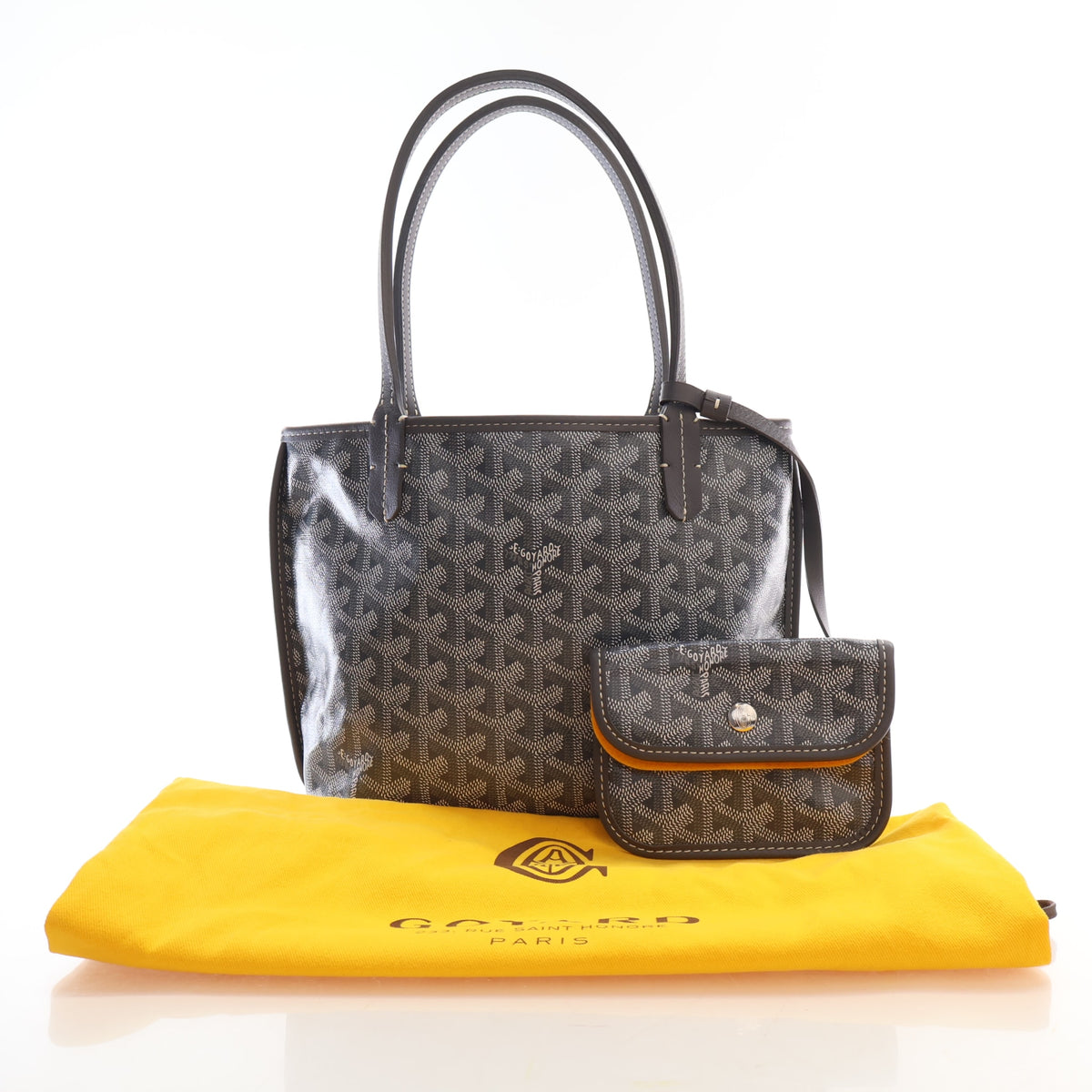 Pre-Owned Goyard Mini Goyardine Anjou, shown with dust bag and packaging, photo 16 of 16