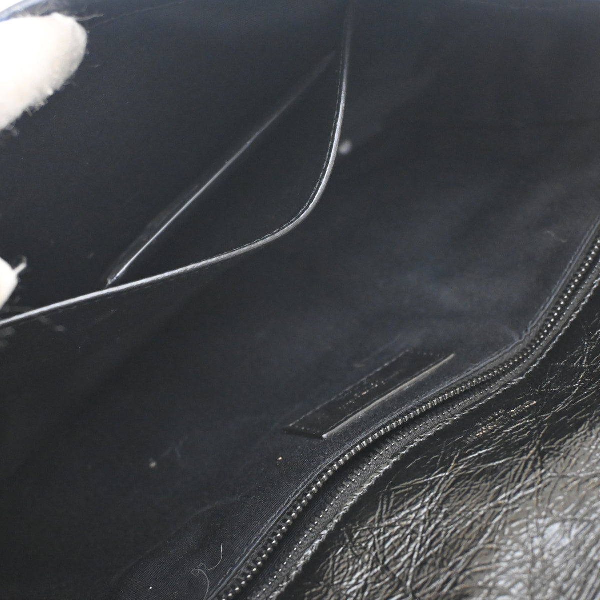 Vintage Saint Laurent Medium Leather Niki, open interior with lining