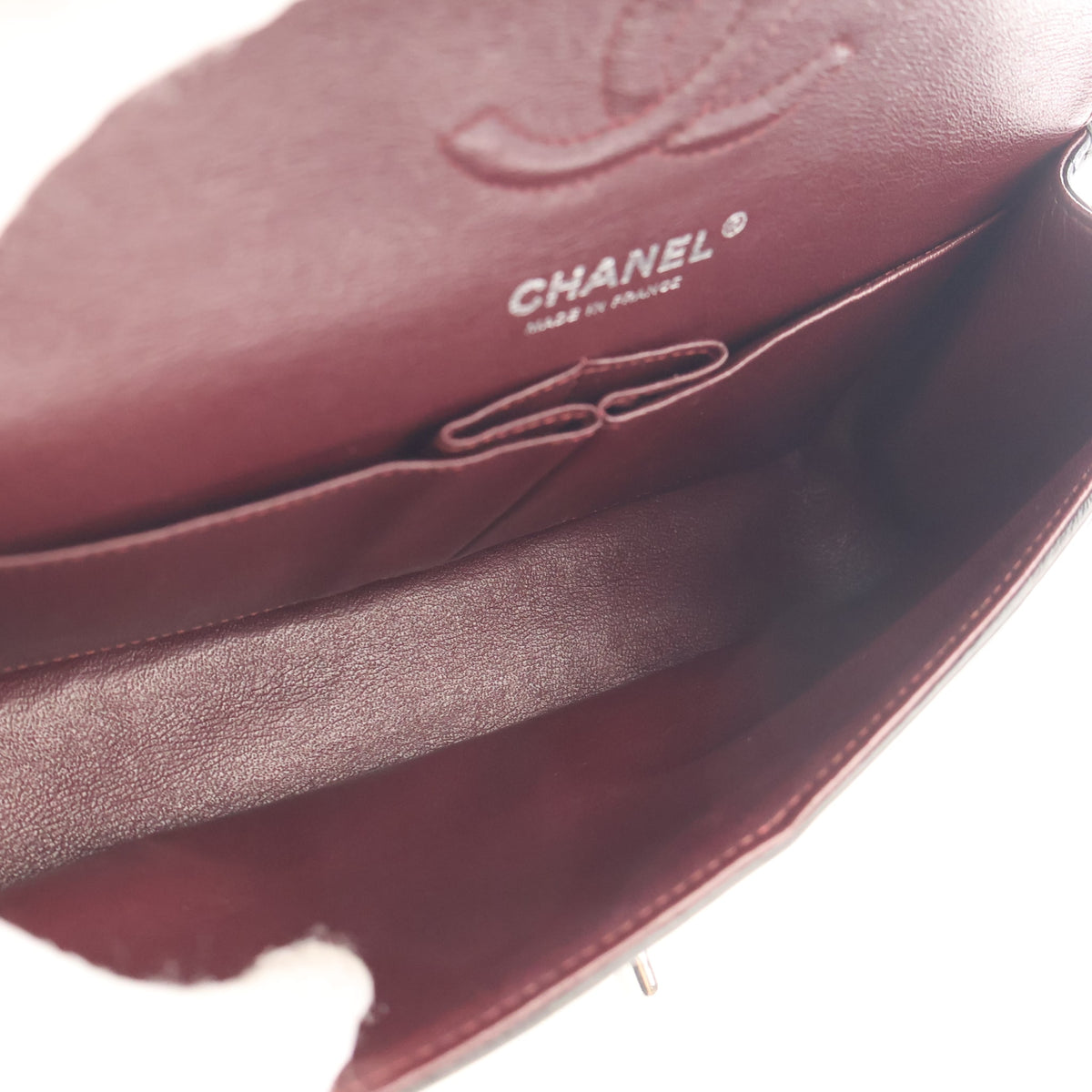 Pre-Owned Chanel Classic Double Flap Small Lambskin Bag, open interior with lining, photo 16 of 18