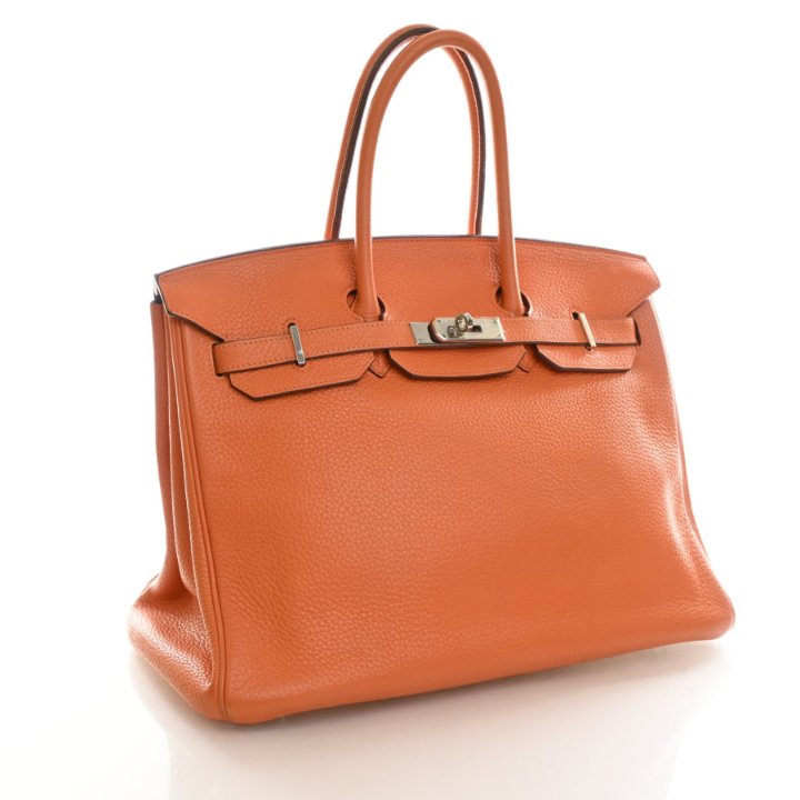 Hermes Orange H Clemence Birkin 35