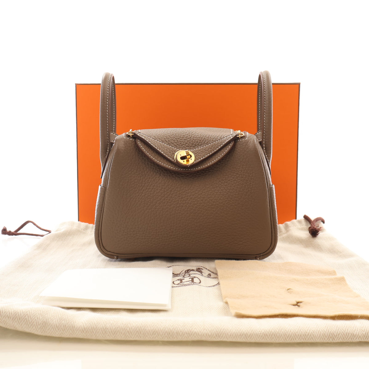 Hermes Etoupe Clemence Mini Lindy 20, photo 15 of 15