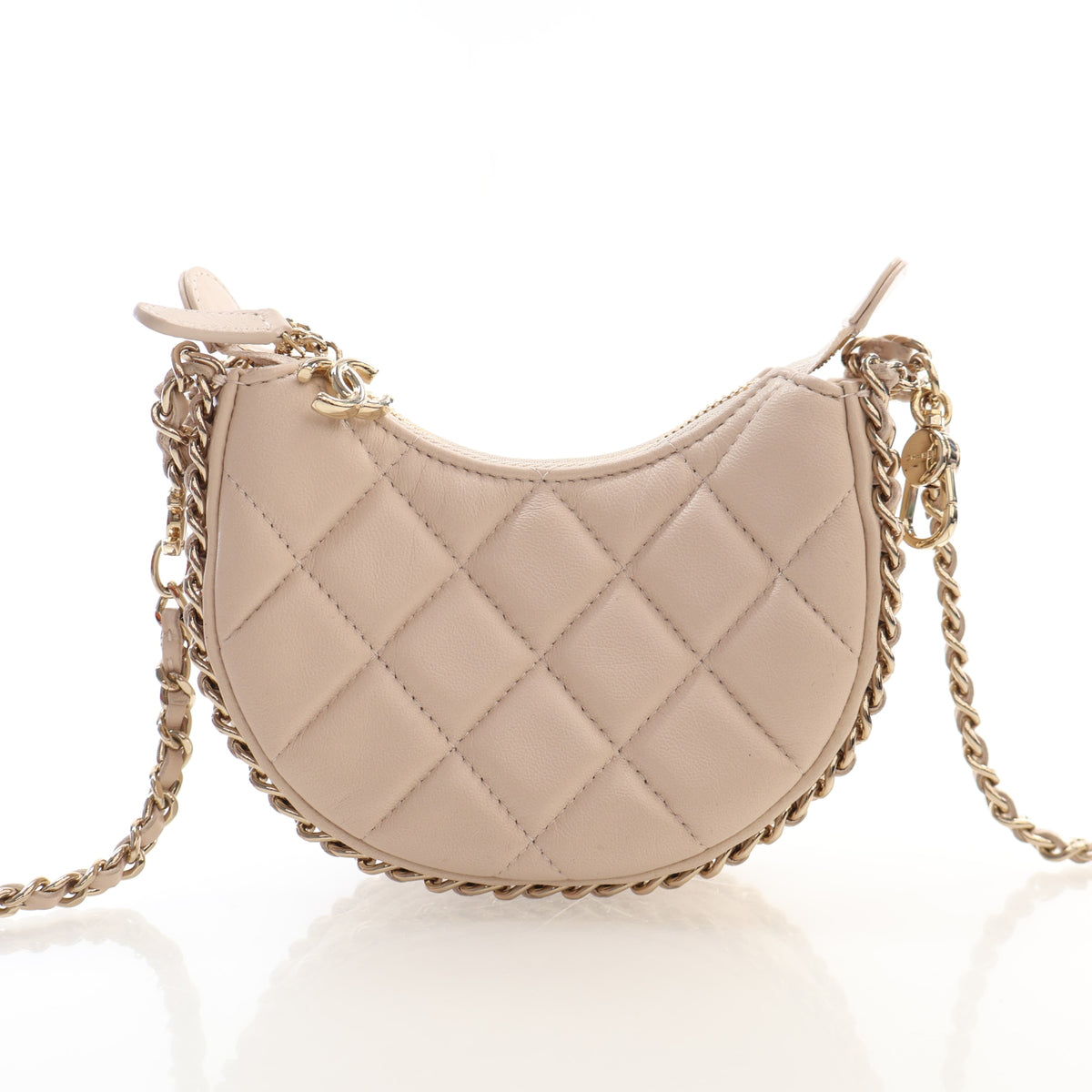 Pre-Owned Chanel Hobo Mini Lambskin Chain Around, front view, photo 12 of 17