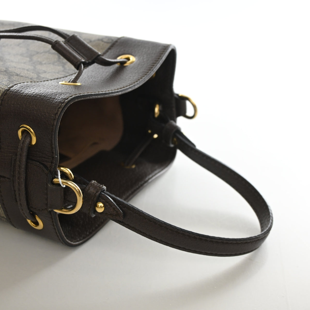 Pre-Owned Gucci Bucket Bag Medium GG Supreme Ophidia, side profile, photo 8 of 13
