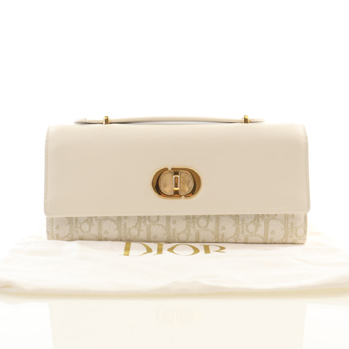 Pre-Owned Christian Dior Top Handle Medium Calfskin Oblique Canvas Miss Caro Pouch, front view, photo 15 of 15