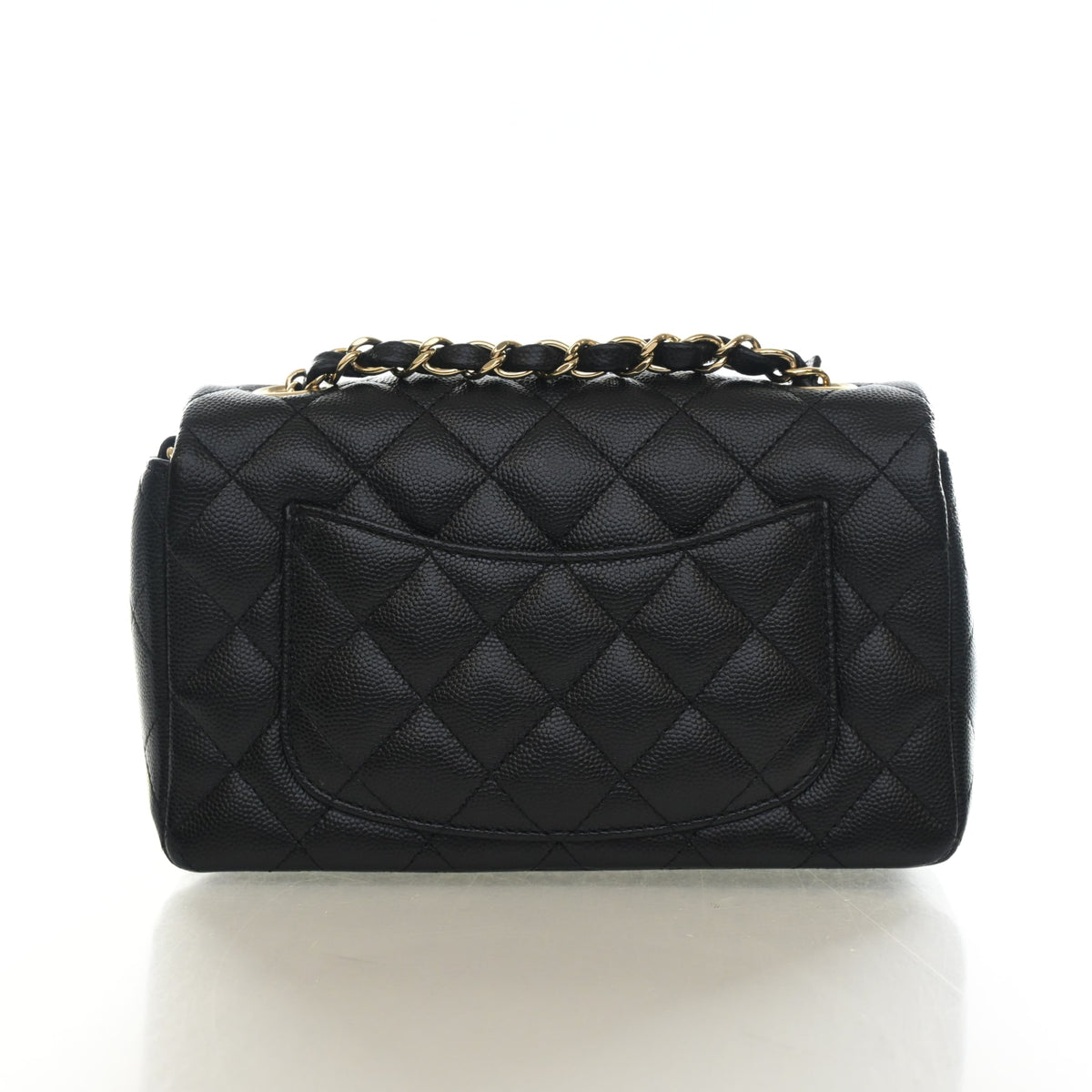 Pre-Owned Chanel Classic Flap Mini Caviar Leather Rectangular Bag, back view