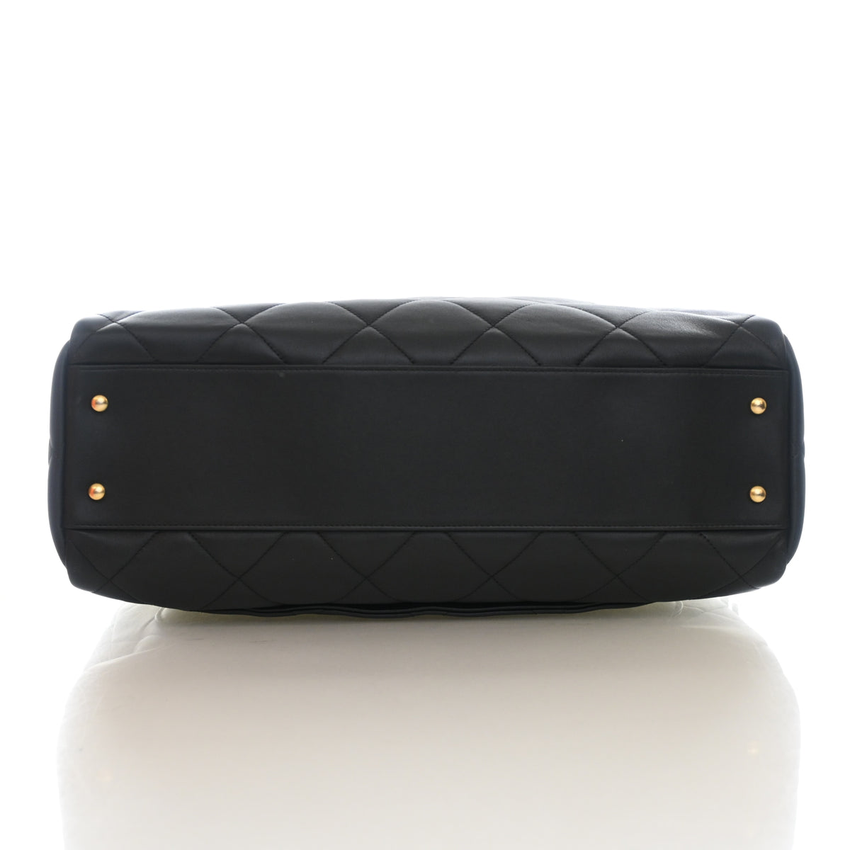 Pre-Owned Chanel Maxi Calfskin Travel Bowling Bag, base and feet view, photo 9 of 14