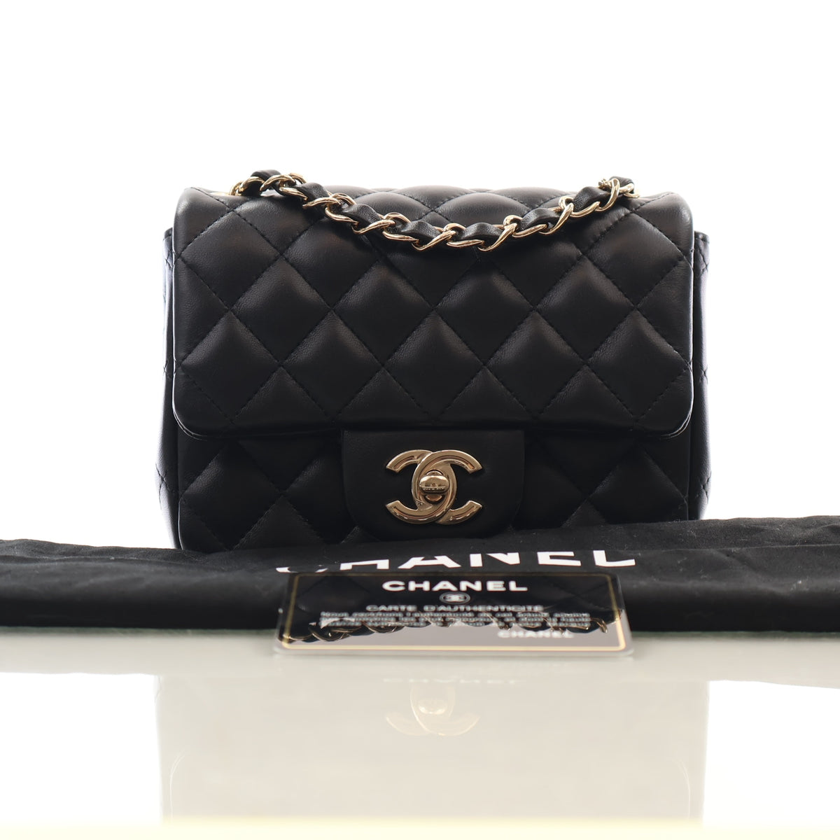 Pre-Owned Chanel Classic Flap Mini Lambskin Square Bag, with dust bag