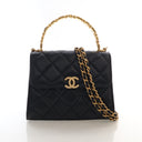 Chanel Mini Lambskin Coco Enamel Top Handle Flap Bag