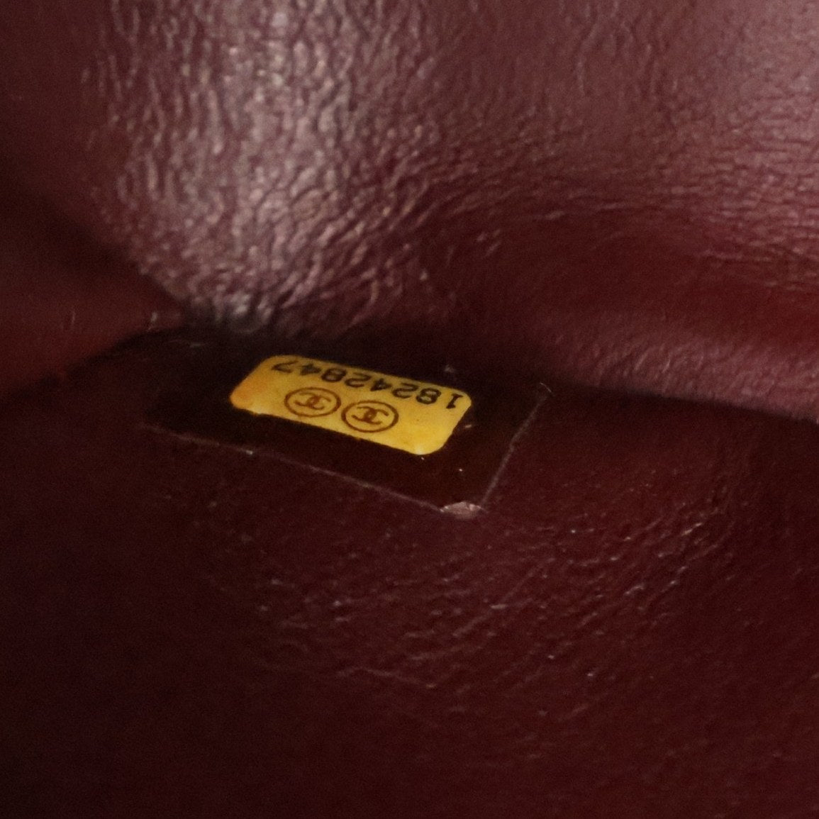 Pre-Owned Chanel Classic Double Flap Maxi Caviar Leather Bag, interior label and date code