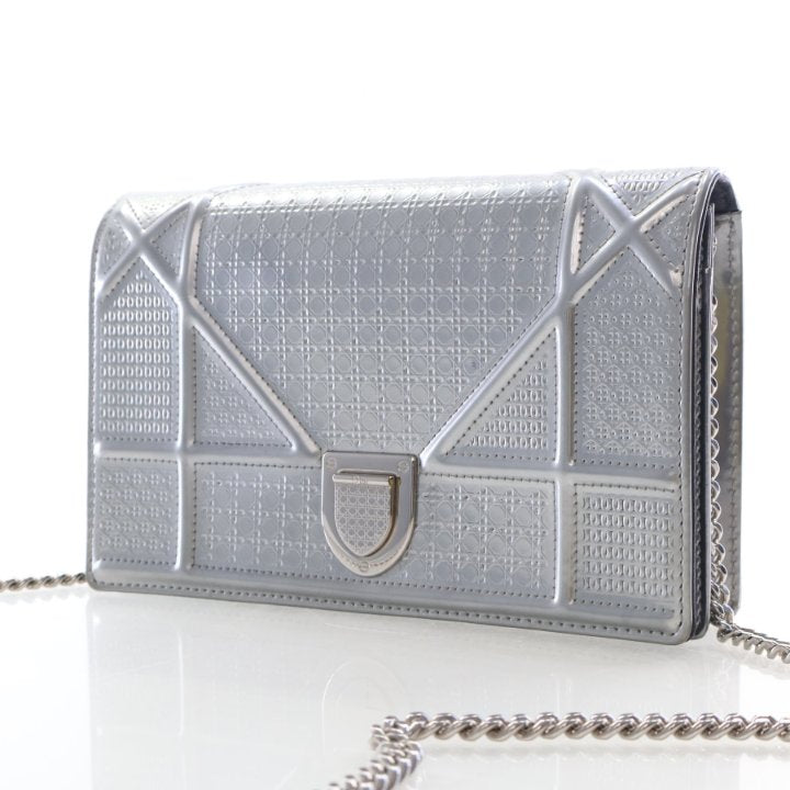 Christian Dior Patent Cannage Embossed Diorama Wallet On Chain (WOC)