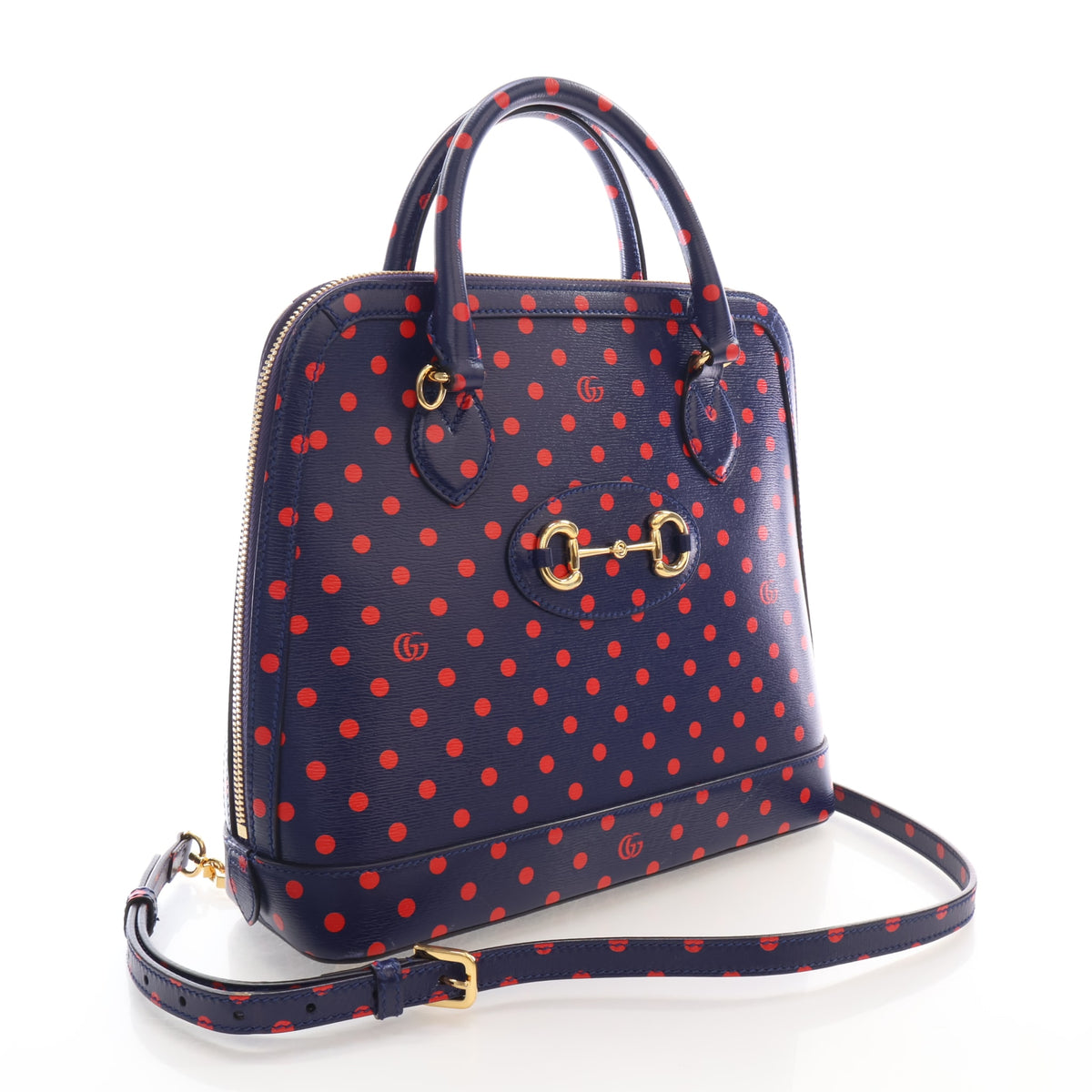 Pre-Owned Gucci Top Handle Calfskin Horsebit 1955 Bag, three-quarter view, authenticated at Luxe Du Jour