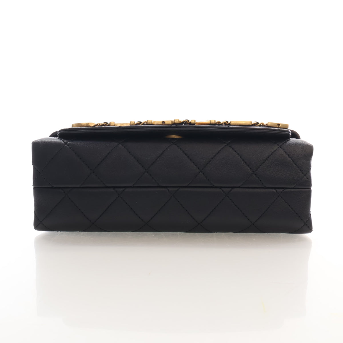 Pre-Owned Chanel Flap Bag Small Calfskin Enchained, base and feet view, photo 10 of 19