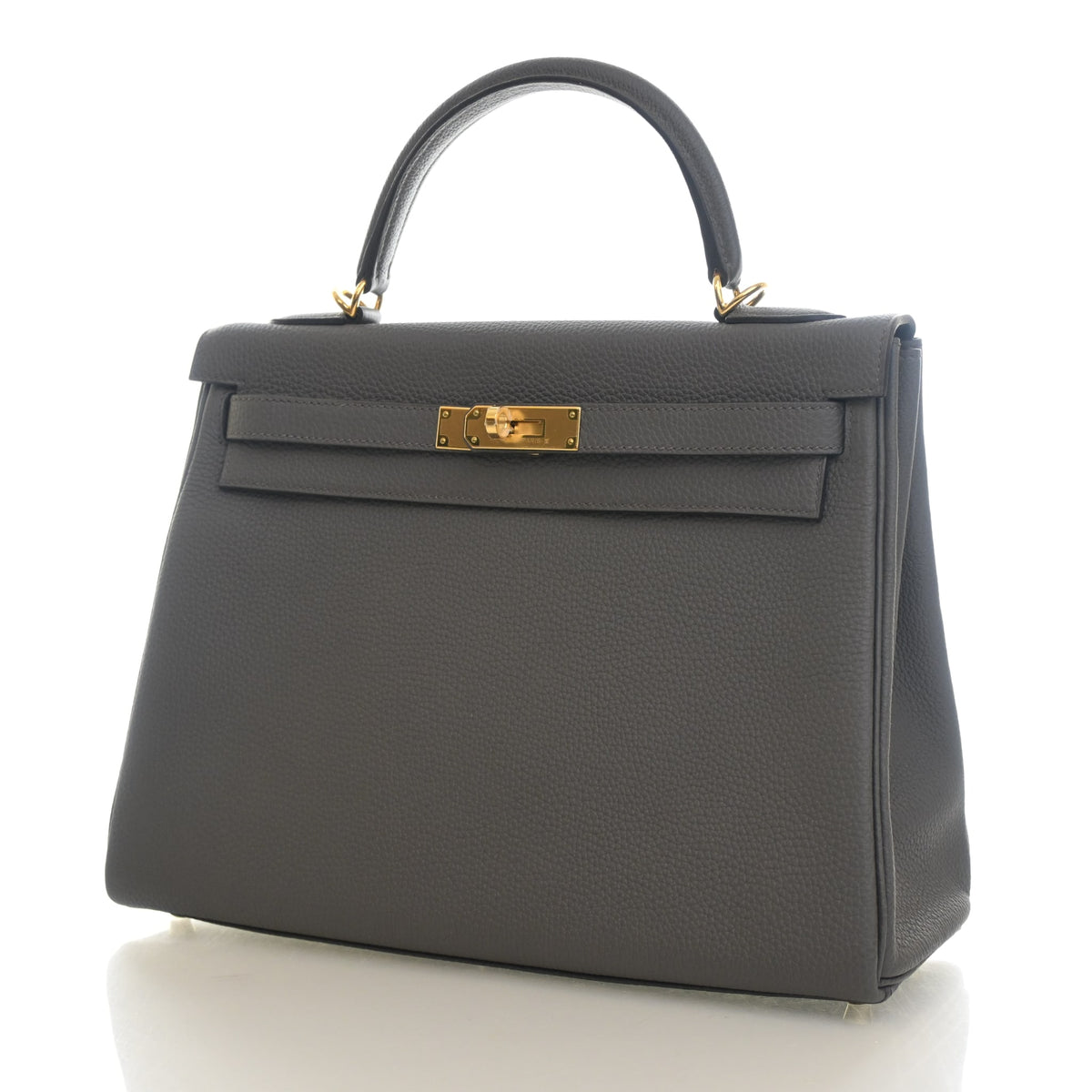 Pre-Owned Hermès Kelly 32 Gris Etain Togo Leather, front view