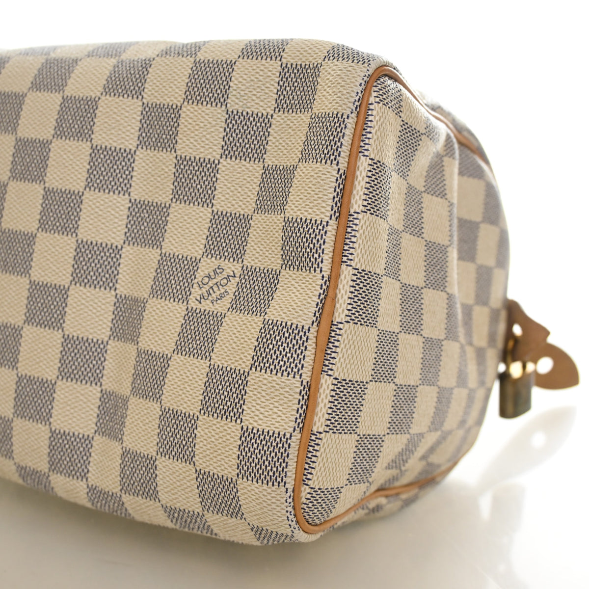 Pre-Owned Louis Vuitton Speedy 25 Damier Azur, corner detail