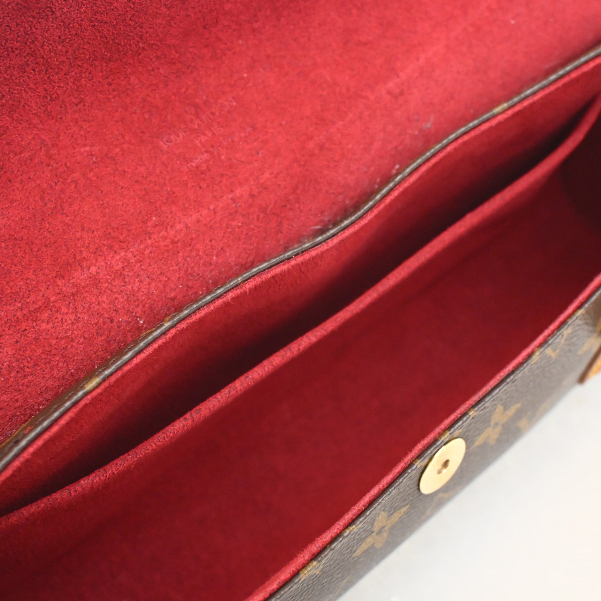 Vintage Louis Vuitton Monogram Sonatine, open interior with lining