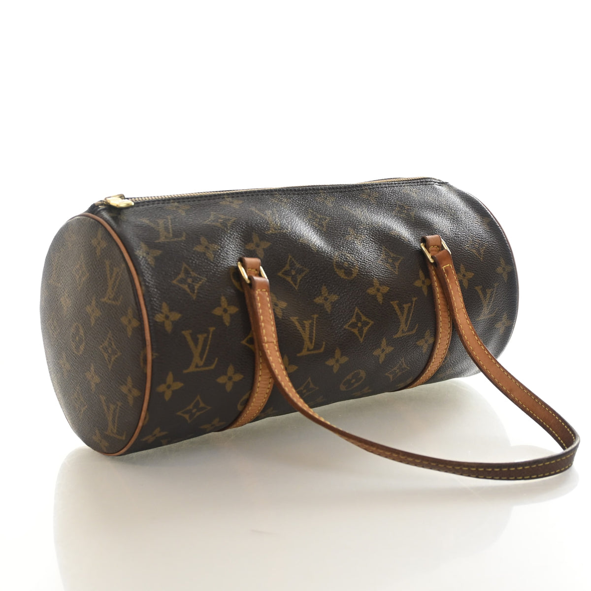 Vintage Louis Vuitton Papillon 30 Monogram, side profile, authenticated at Luxe Du Jour