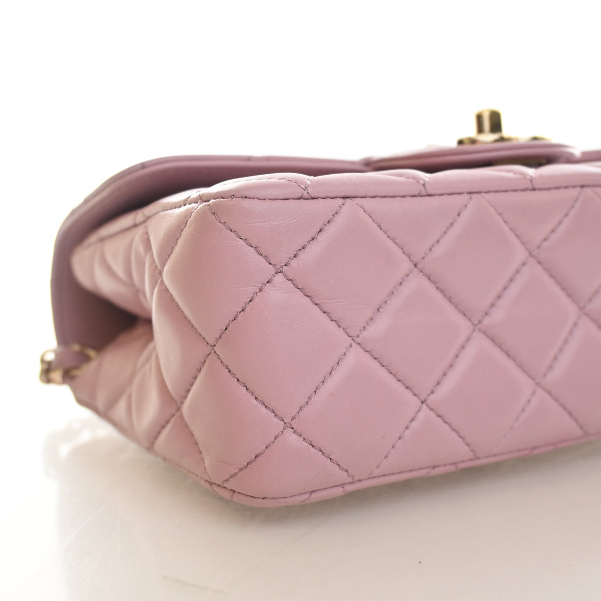 Pre-Owned Chanel Top Handle Mini Lambskin Rectangular Flap Bag, side view