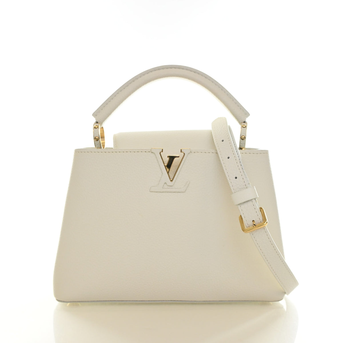 Pre-Owned Louis Vuitton Taurillon Capucines BB, front view, authenticated at Luxe Du Jour