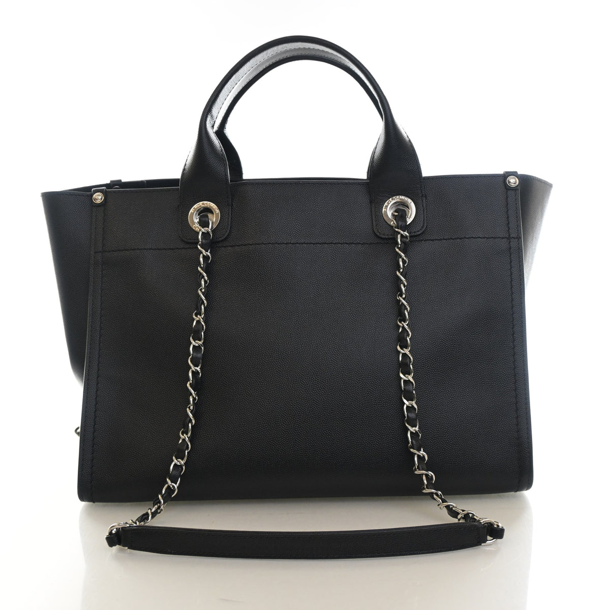 Pre-Owned Chanel Tote Small Caviar Leather Studded Deauville, back view, photo 11 of 13