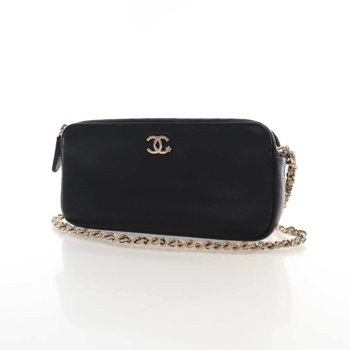 Pre-Owned Chanel Wallet On Chain Calfskin Double Zip WOC, front view, photo 3 of 18