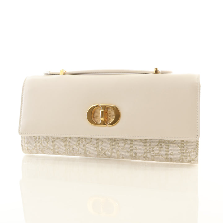 Christian Dior Medium Calfskin Oblique Canvas Miss Caro Top Handle Pouch