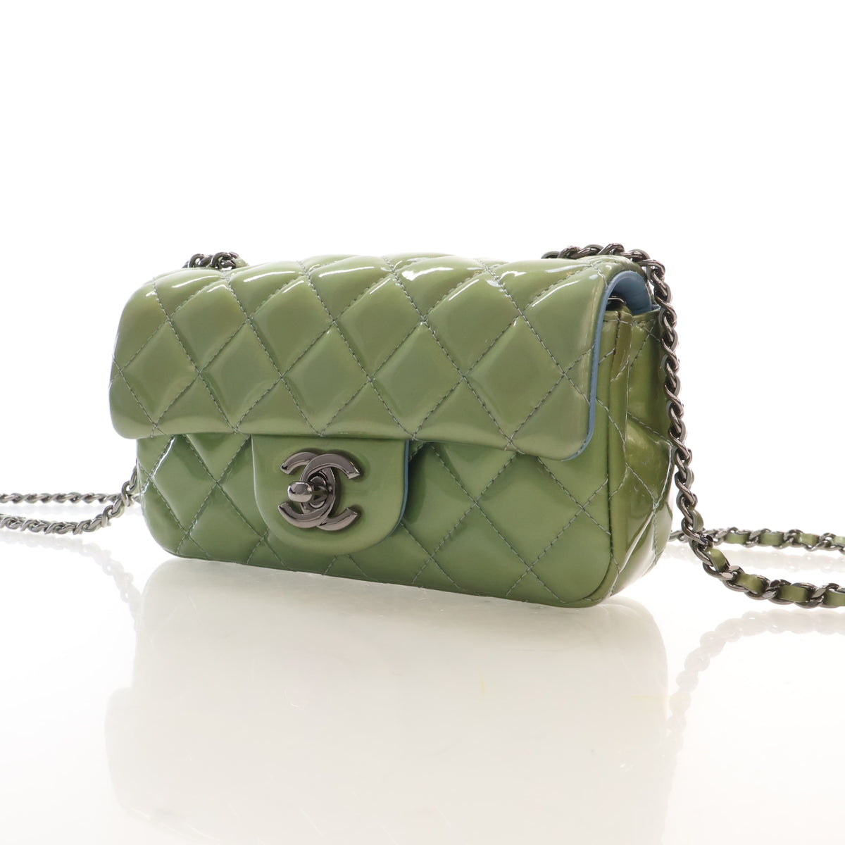 Pre-Owned Chanel Classic Flap Mini Extra Patent Leather Rectangular Bag, front view, photo 3 of 17