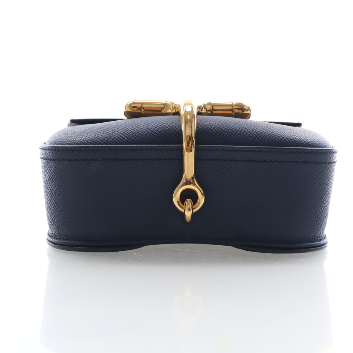 Pre-Owned Hermès Mini Bleu Indigo Epsom Leather Della Cavalleria, base and feet view