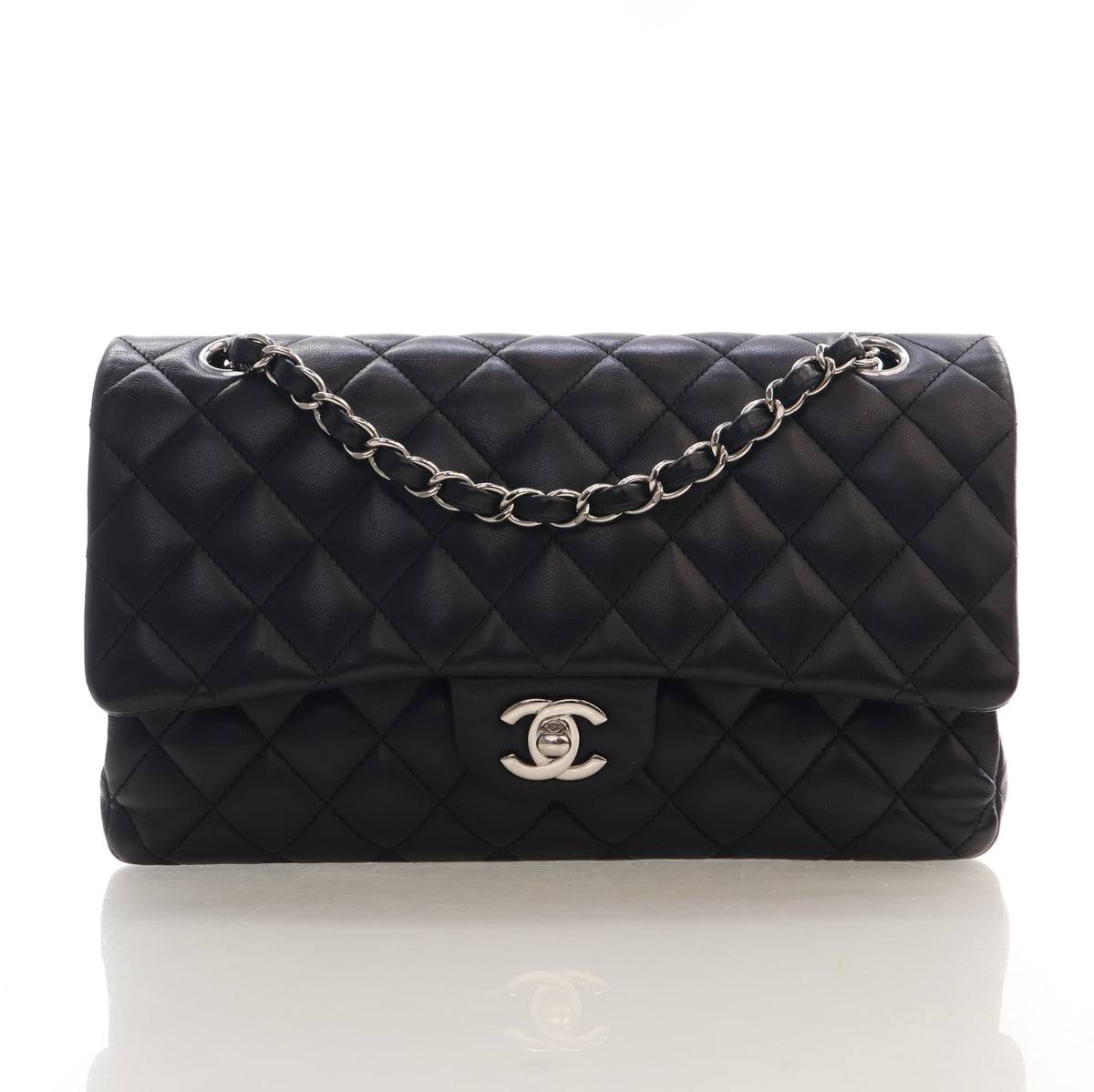 Pre-Owned Chanel Classic Double Flap Medium Lambskin Bag, authenticated at Luxe Du Jour