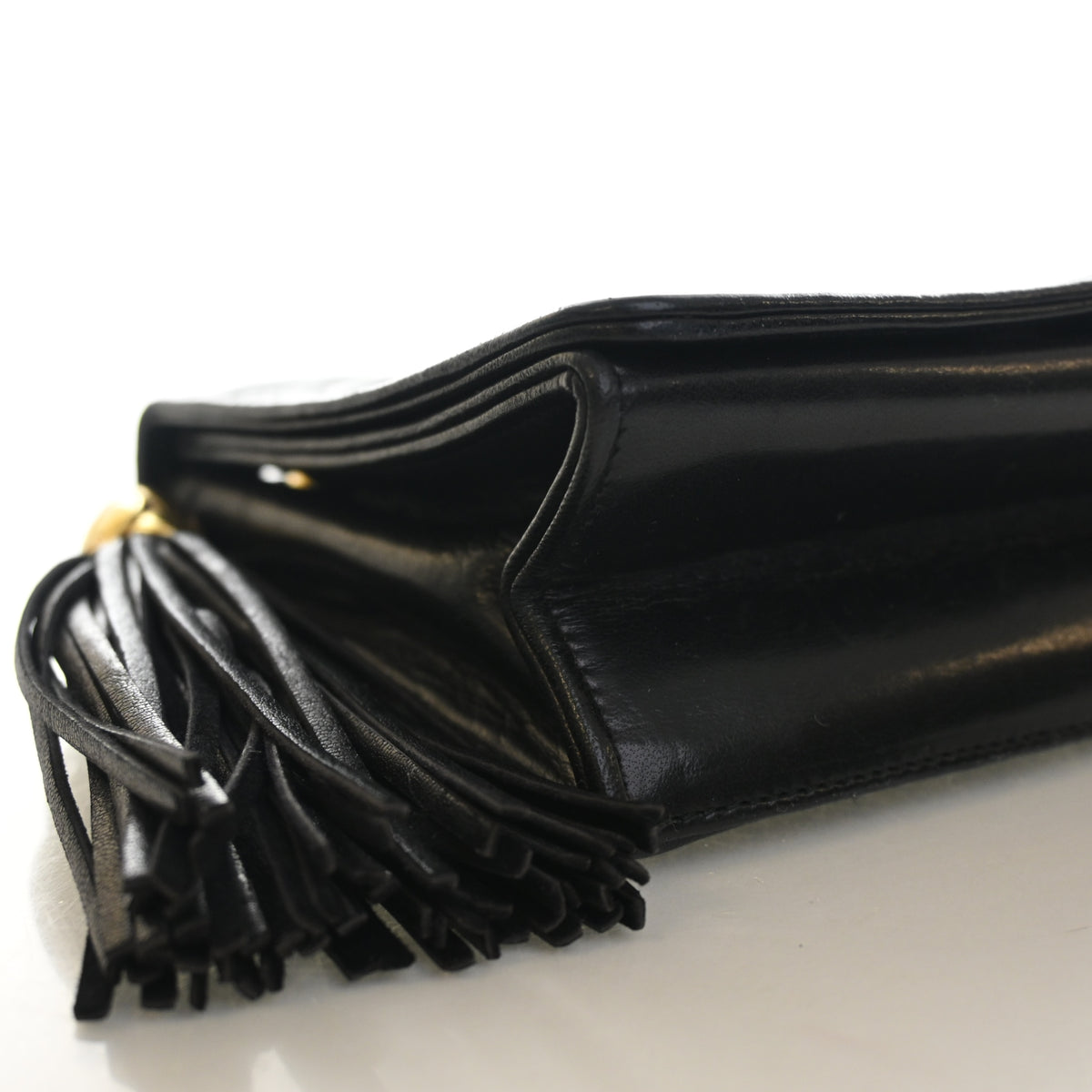 Vintage Chanel Flap Bag Lambskin CC Tassel, side profile, photo 9 of 16