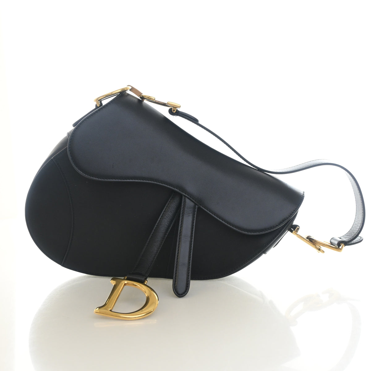 Pre-Owned Christian Dior Saddle Bag Medium Calfskin, side view, authenticated at Luxe Du Jour