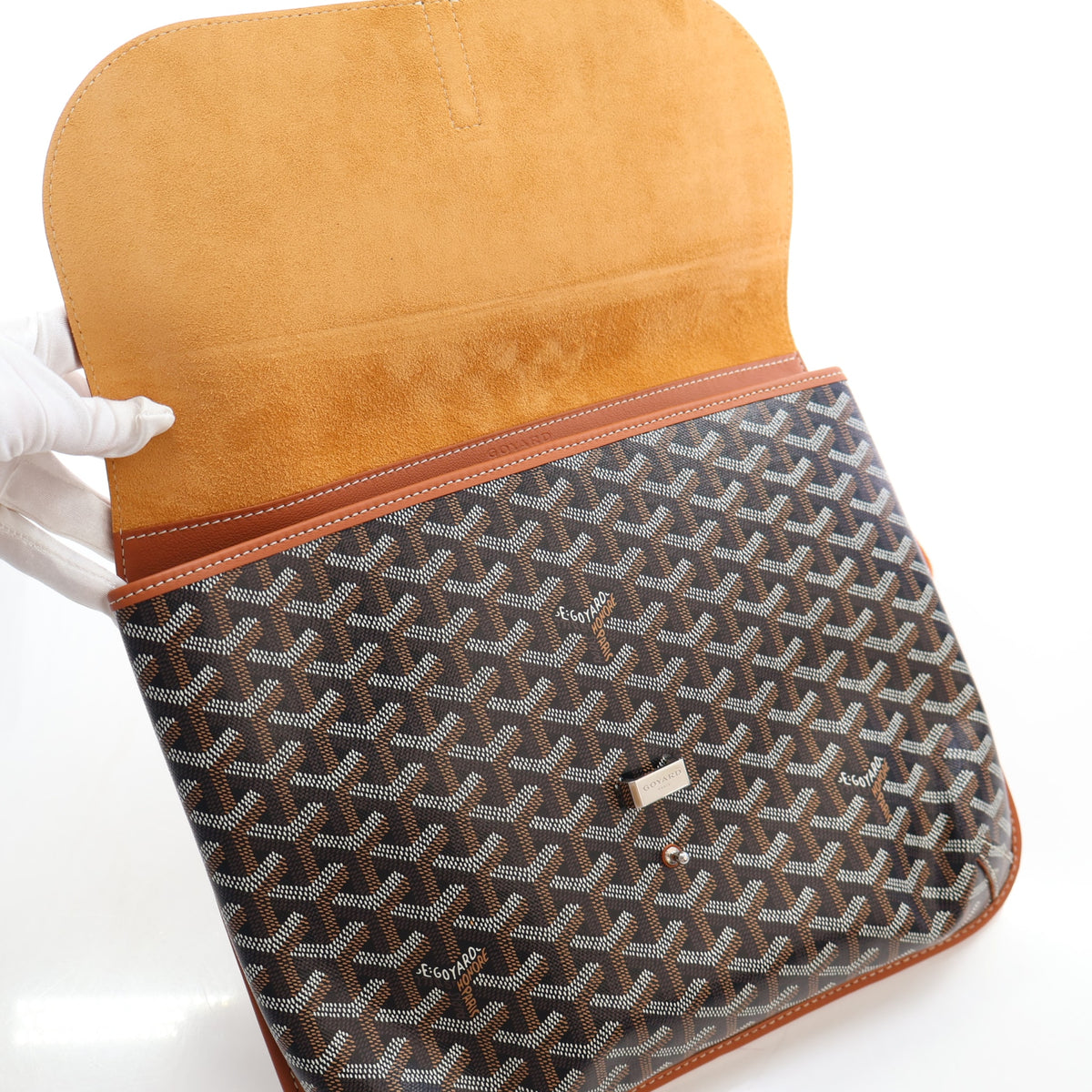 Pre-Owned Goyard Coursier Messenger Bag, open interior with lining