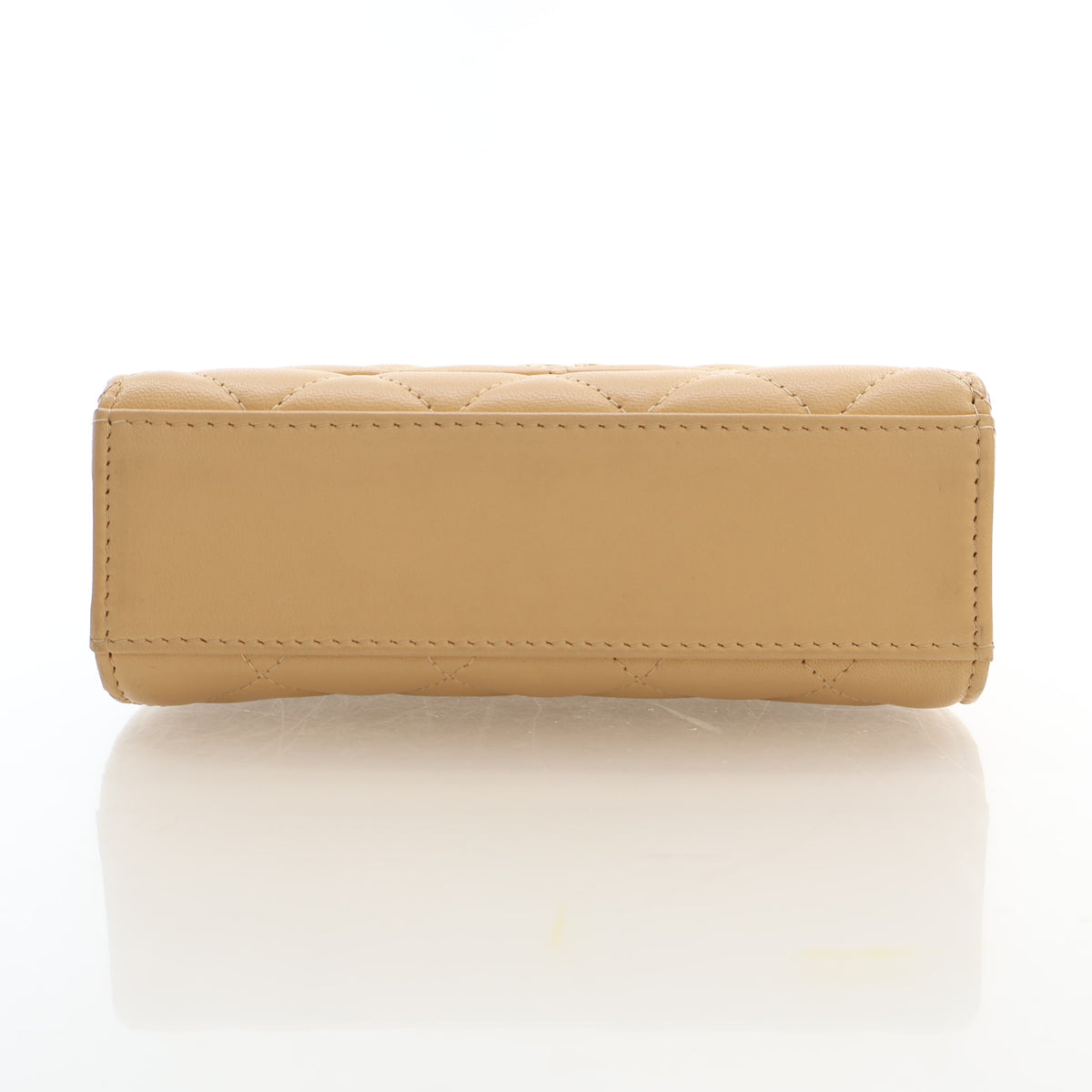 Pre-Owned Chanel Top Handle Lambskin Flap Bag Pearl, base view
