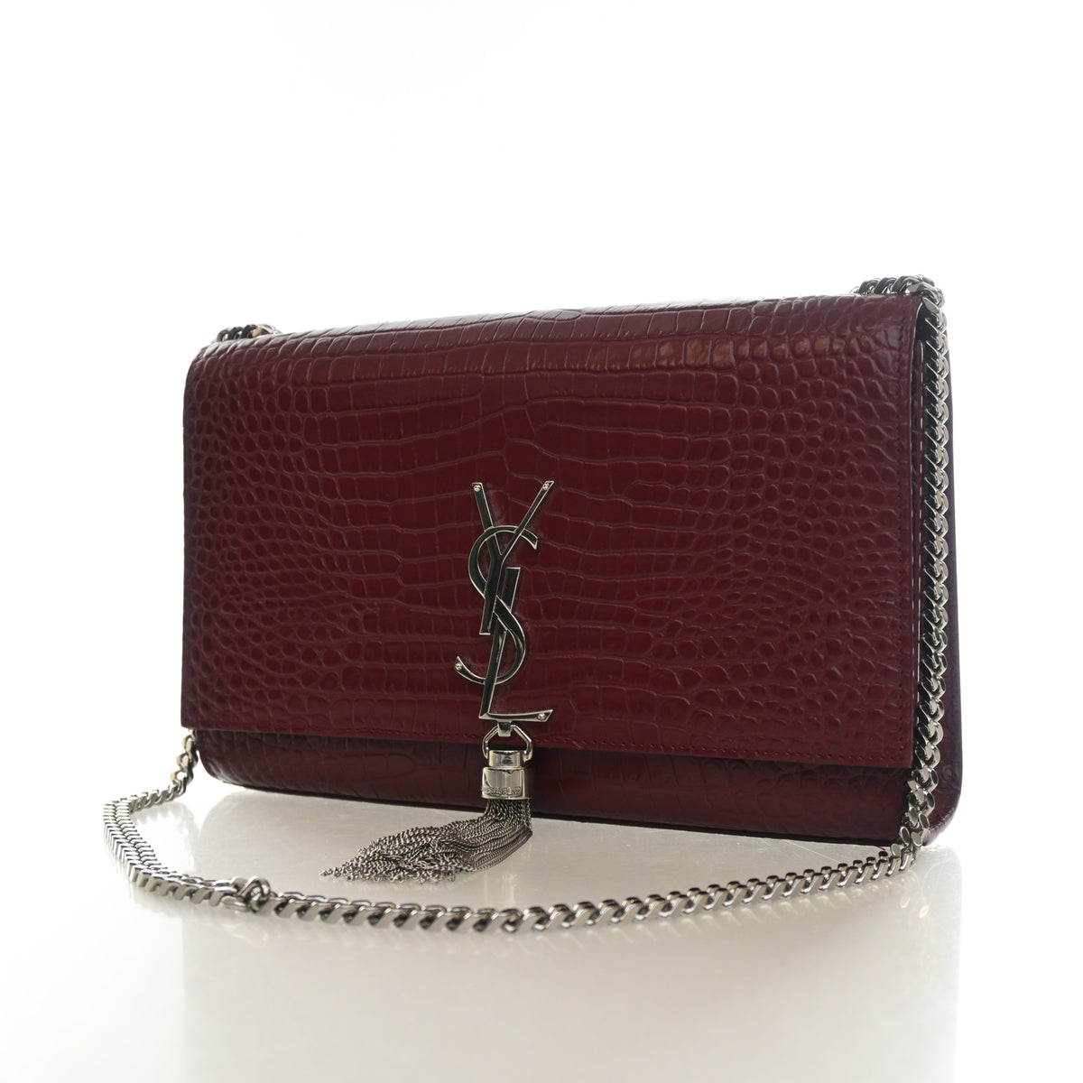 Saint Laurent Medium Crocodile Embossed Leather Kate Tassle Bag, photo 3 of 13