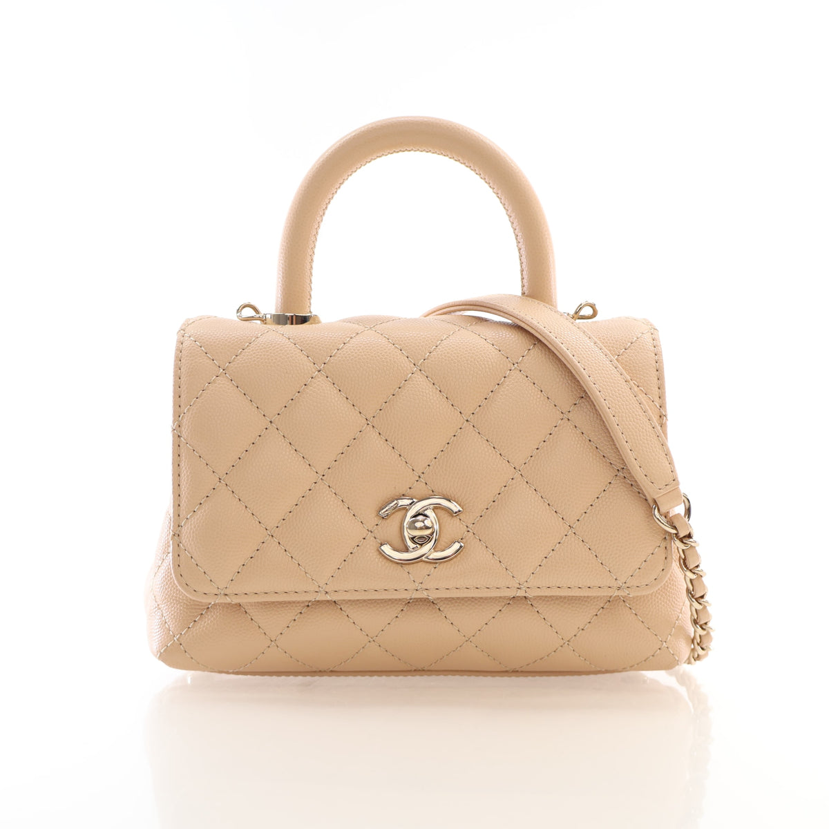 Pre-Owned Chanel Coco Handle Mini Caviar Leather Bag, front view