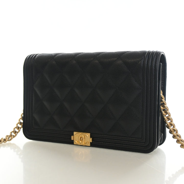 Chanel Boy Bag Wallet on Chain Caviar Black