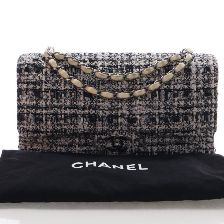 Pre-Owned Chanel Classic Double Flap Medium Tweed Bag, front view, photo 13 of 13