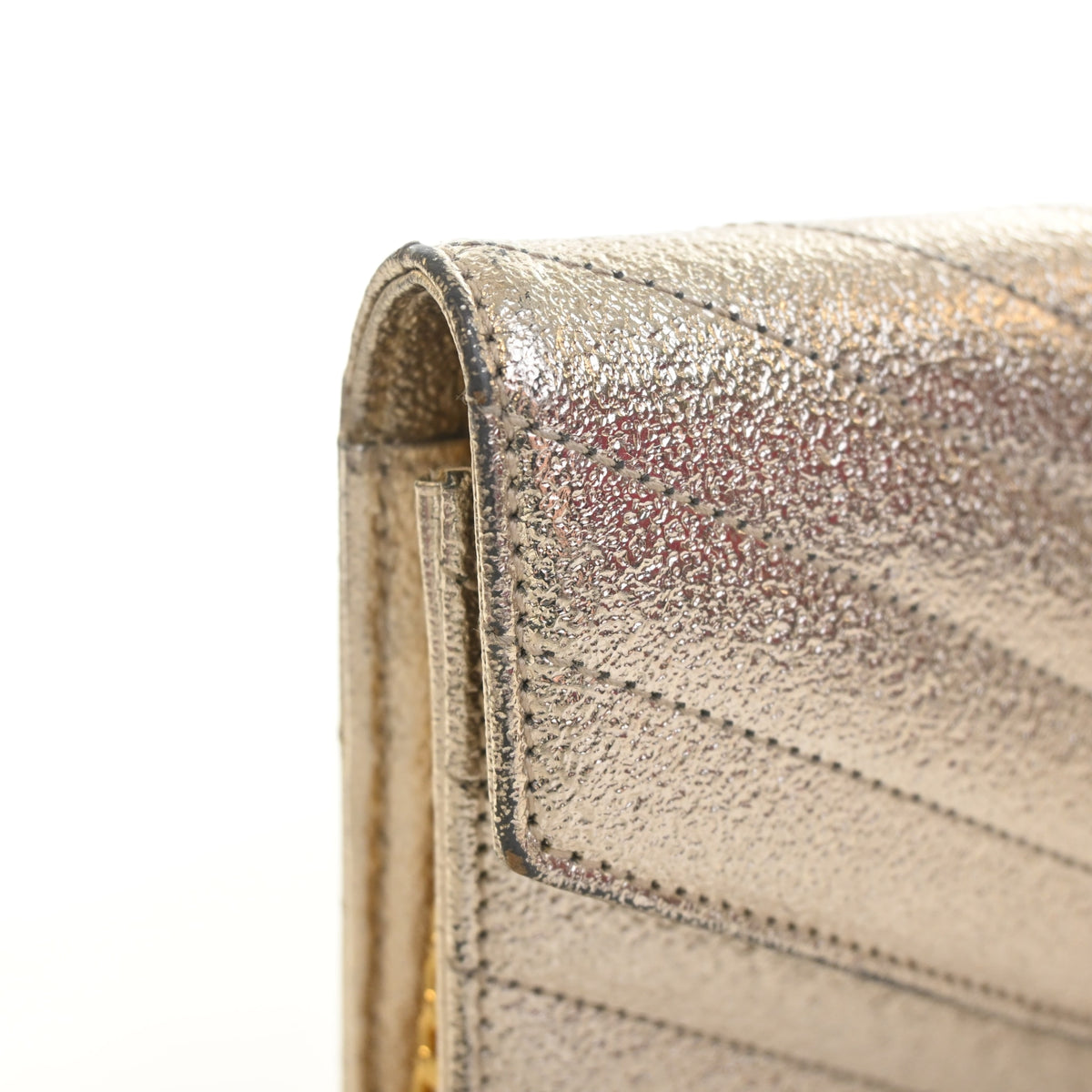 Pre-Owned Saint Laurent Wallet On Chain Calfskin WOC, side profile