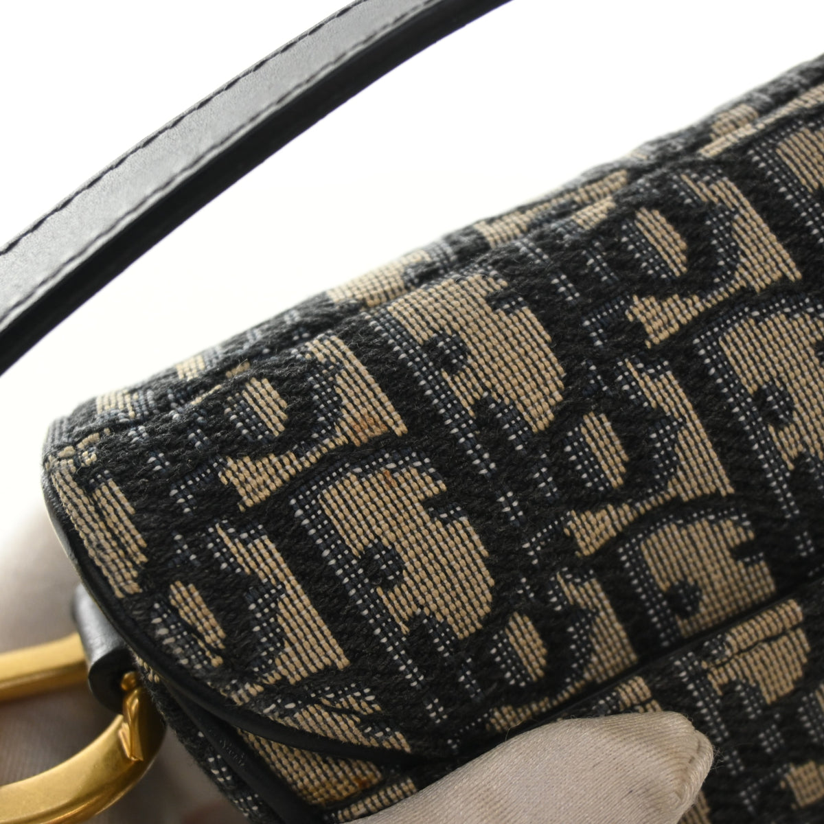 Pre-Owned Christian Dior Saddle Bag Mini Oblique, corner detail